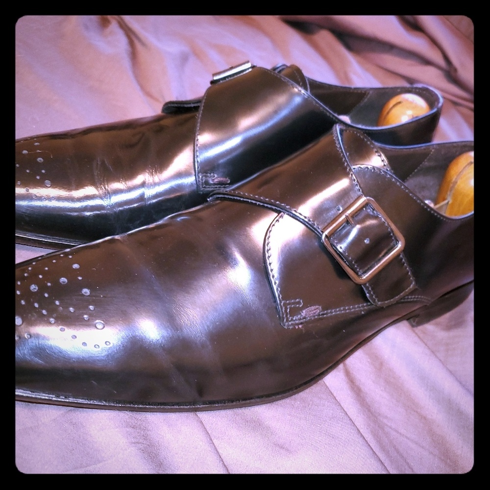 Bruno Magli Single Monk Strap sz 12D Medallion Toe